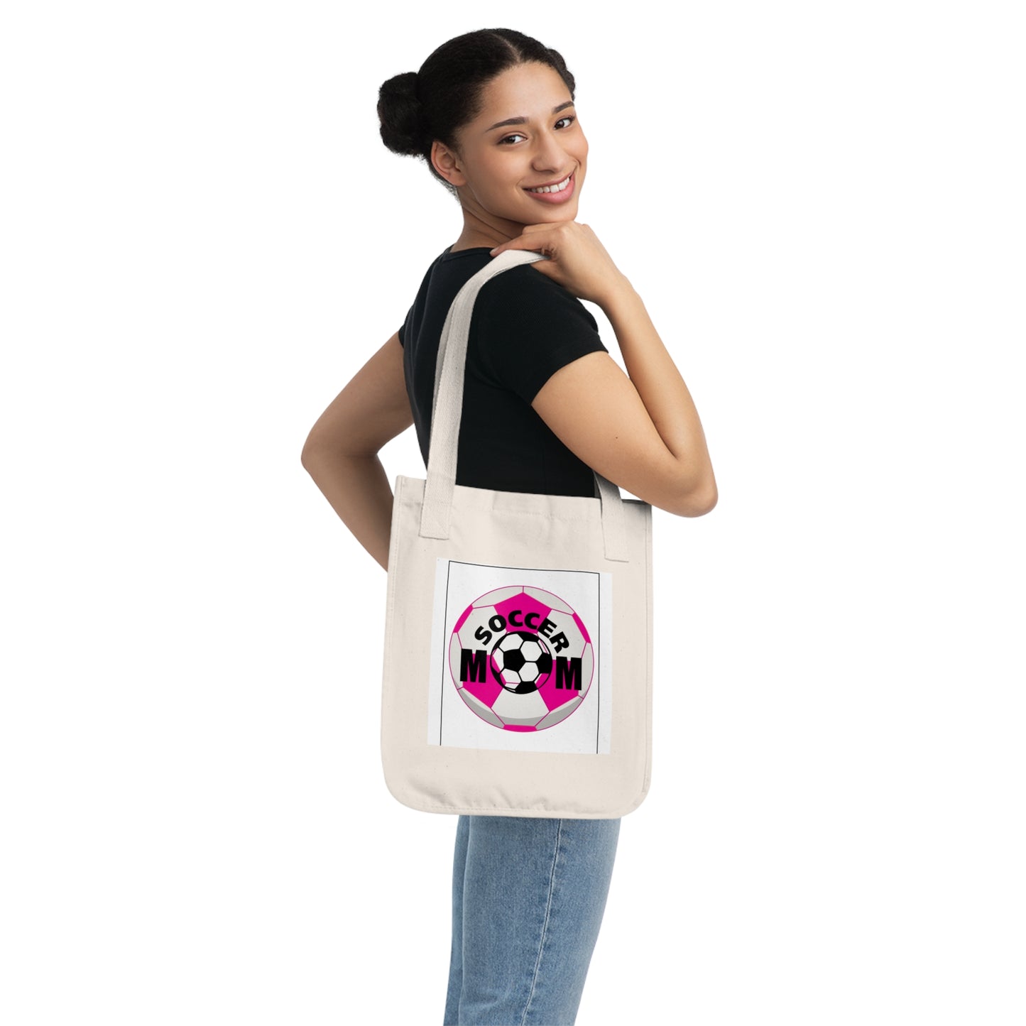 Pink Soccer Ball Canvas Tote Bag, Soccer Mom Gift for Women, Sports Mom
