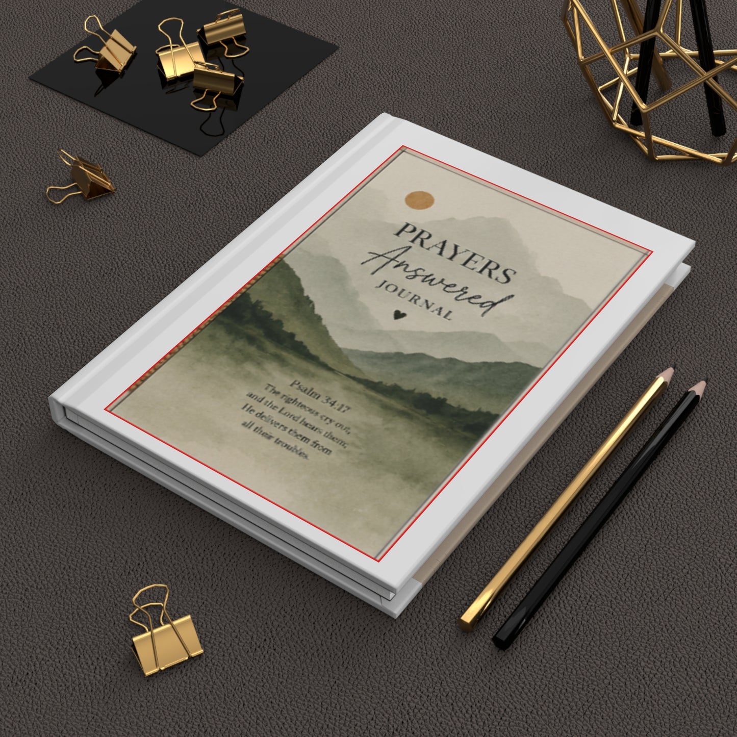 Prayers Answered Hardcover Journal — Christian Prayer & Gratitude Notebook (Psalm 34:17)