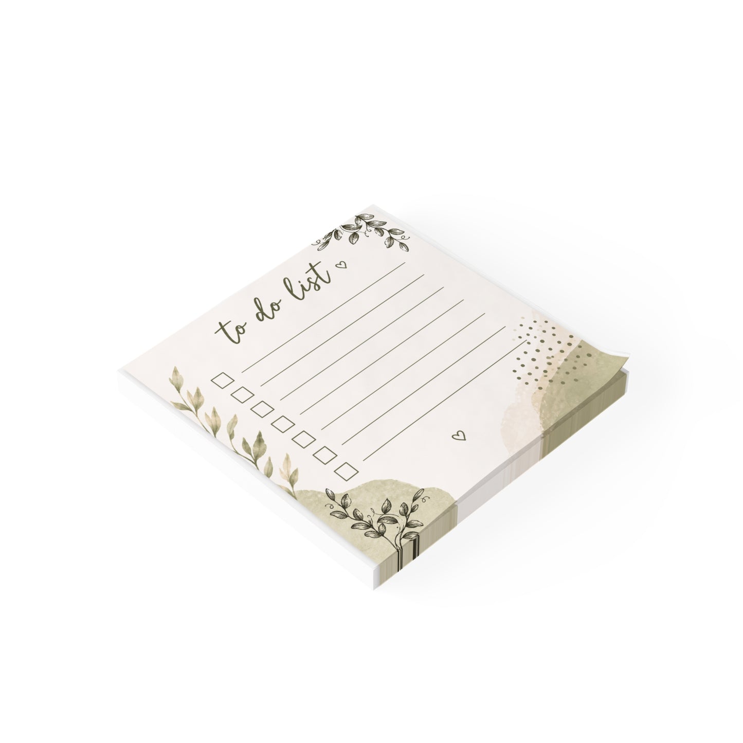 To Do List Post-it® Note Pad — Floral Green Checklist Sticky Notes