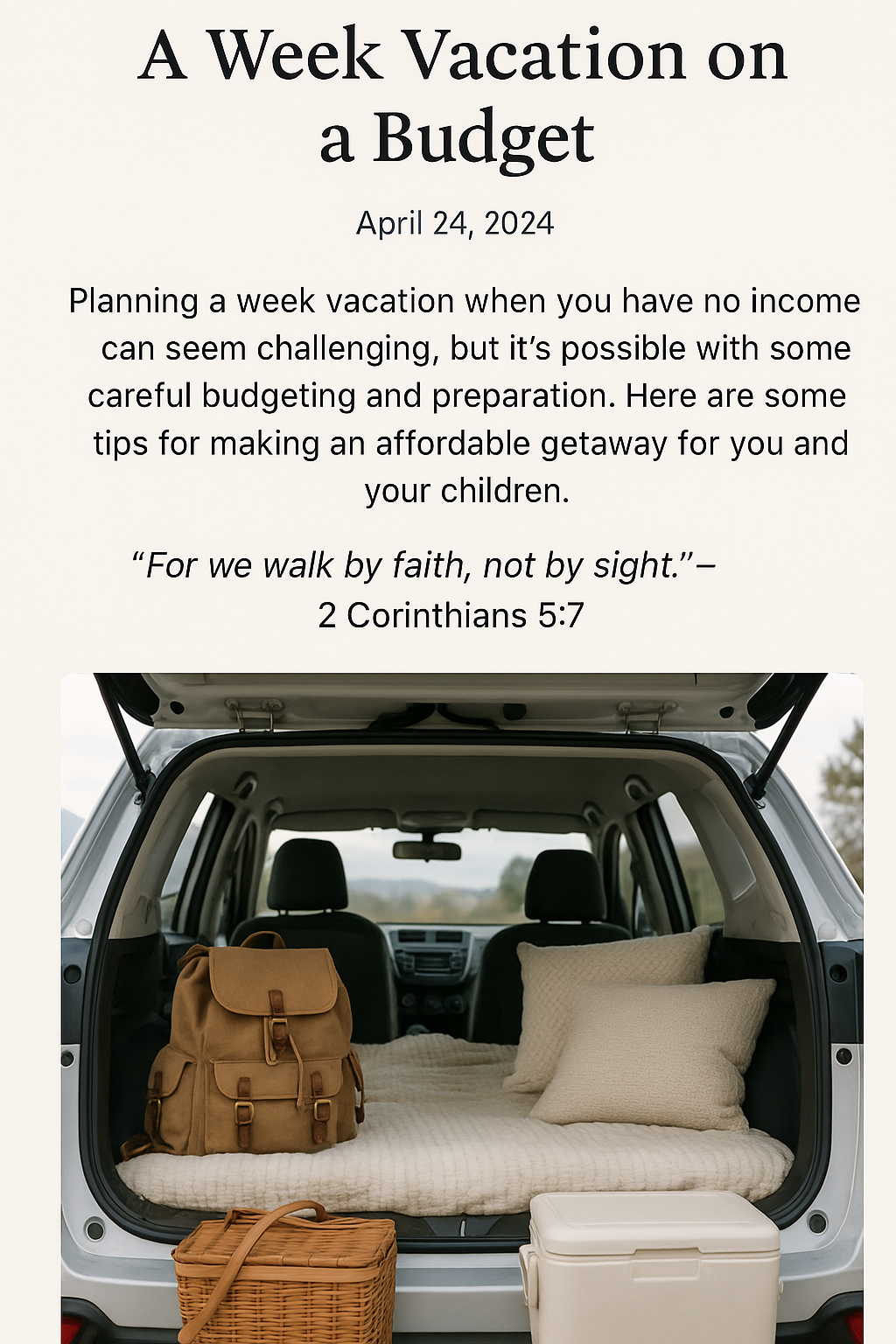 ✨ Faith-Filled Family Getaways: How This Christian Single Mom Plans a Weeklong Vacation With Zero Income
