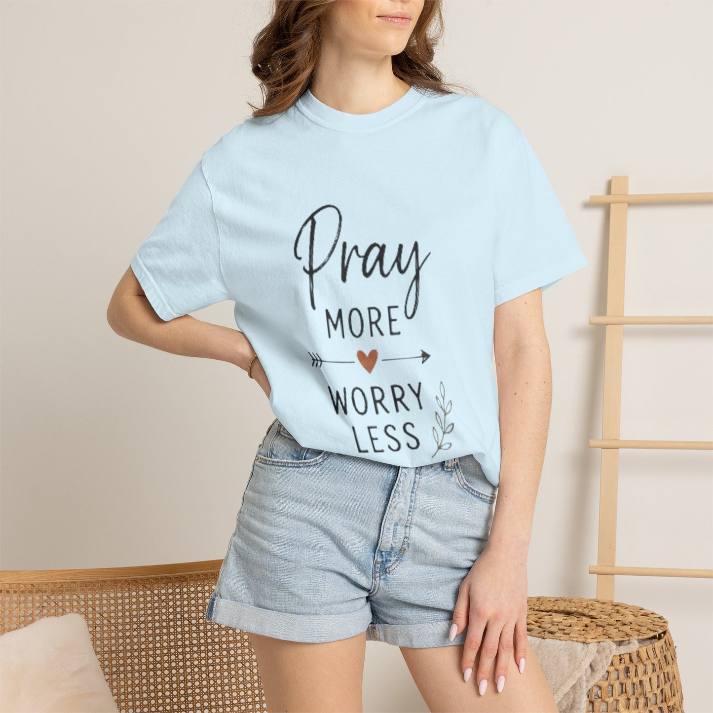 Pray More Worry Less T-Shirt — Inspirational Christian Faith Tee