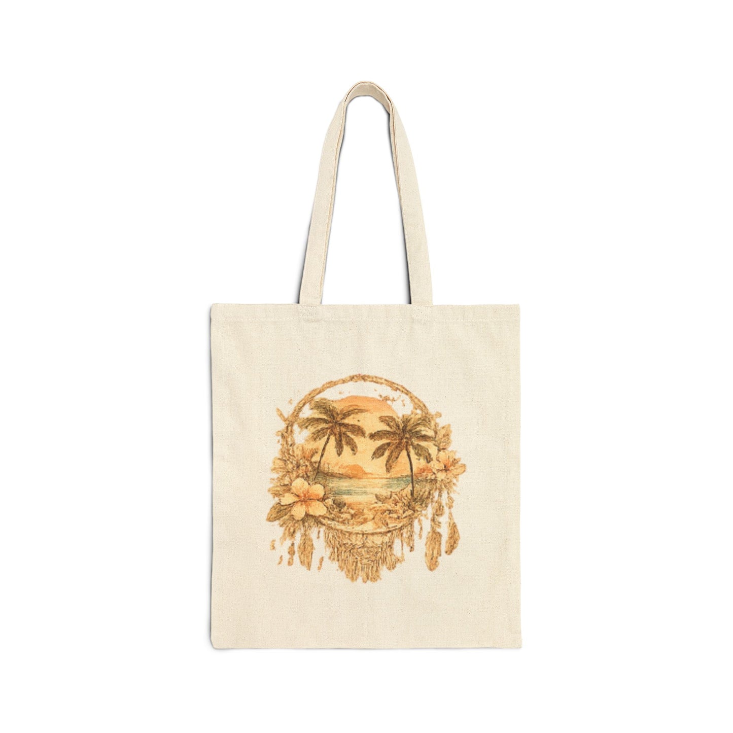 Tote Bag — Vintage Tropical Sunset Palm Beach Canvas Tote