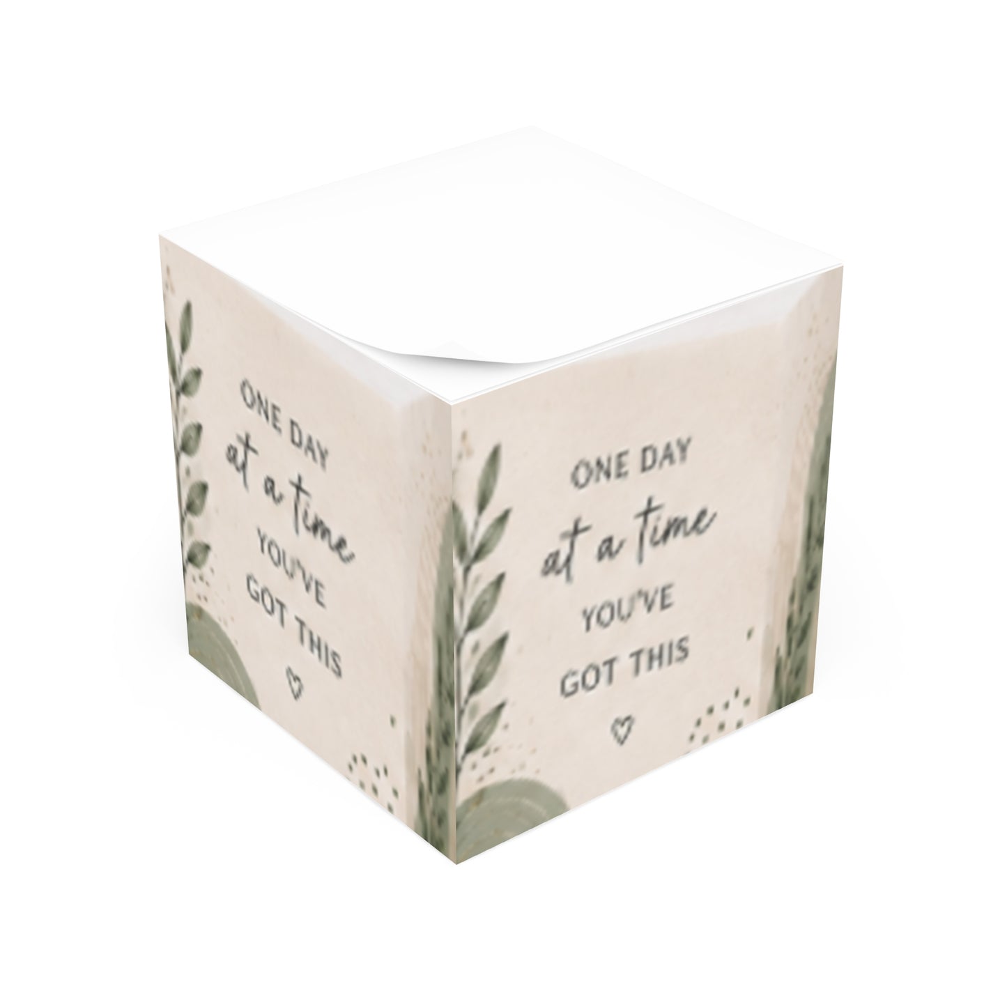 Note Cube — Inspirational "One Day at a Time, You’ve Got This" Sticky Note Block