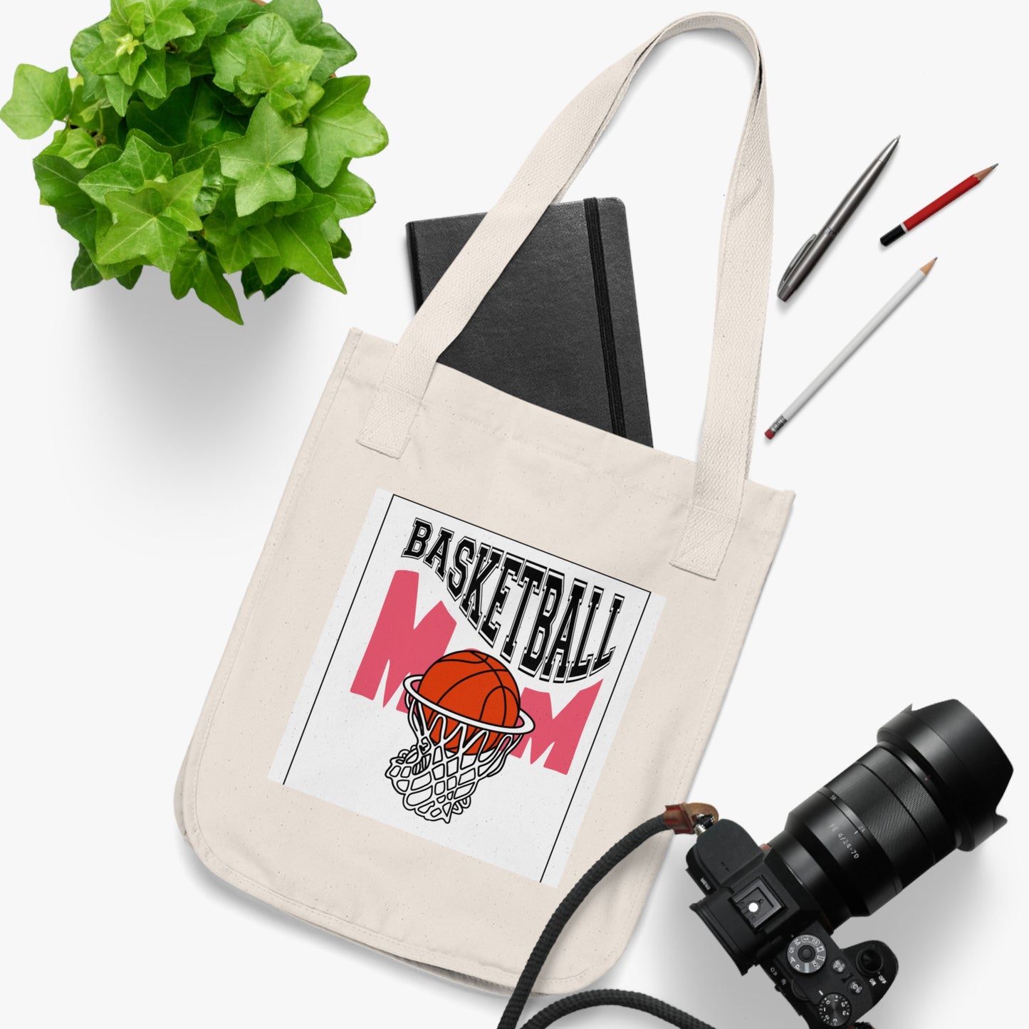 Basketball Mom Canvas Tote Bag - Reusable Eco-Friendly Shoulder Bag, Sports Mom