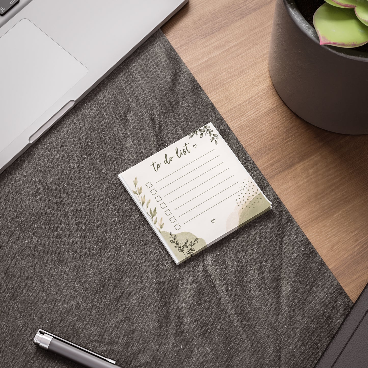 To Do List Post-it® Note Pad — Floral Green Checklist Sticky Notes