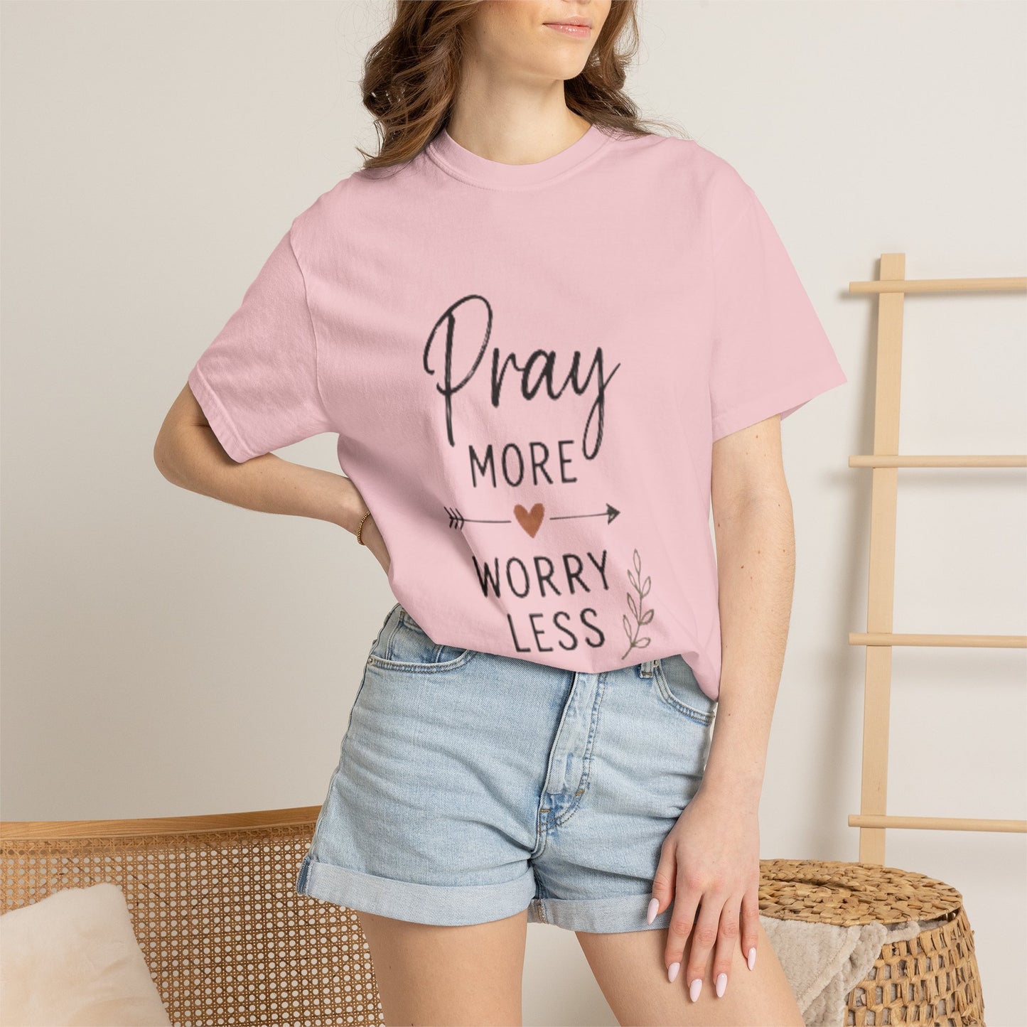 Pray More Worry Less T-Shirt — Inspirational Christian Faith Tee