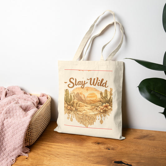 Tote Bag — "Slay Wild" Desert Sunset Canvas Tote