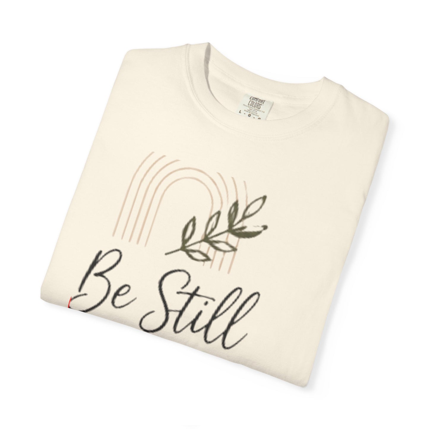 Be Still & Know T-Shirt | Minimal Script Leaf Heart