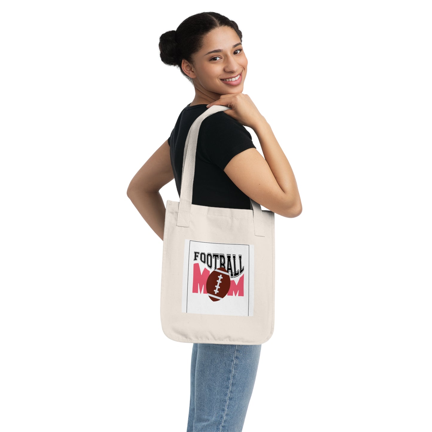 Football Mom Canvas Tote Bag - Game Day Cheerleading, Snack Hauling,