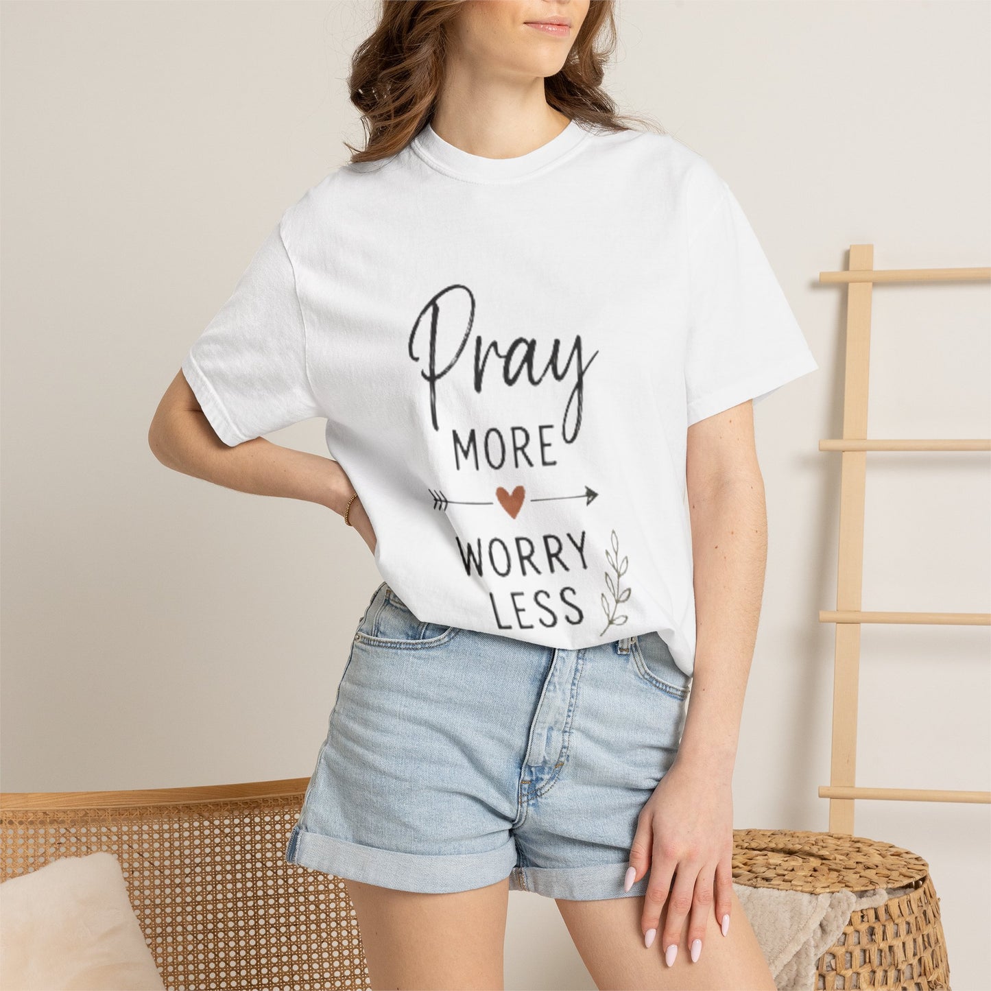 Pray More Worry Less T-Shirt — Inspirational Christian Faith Tee