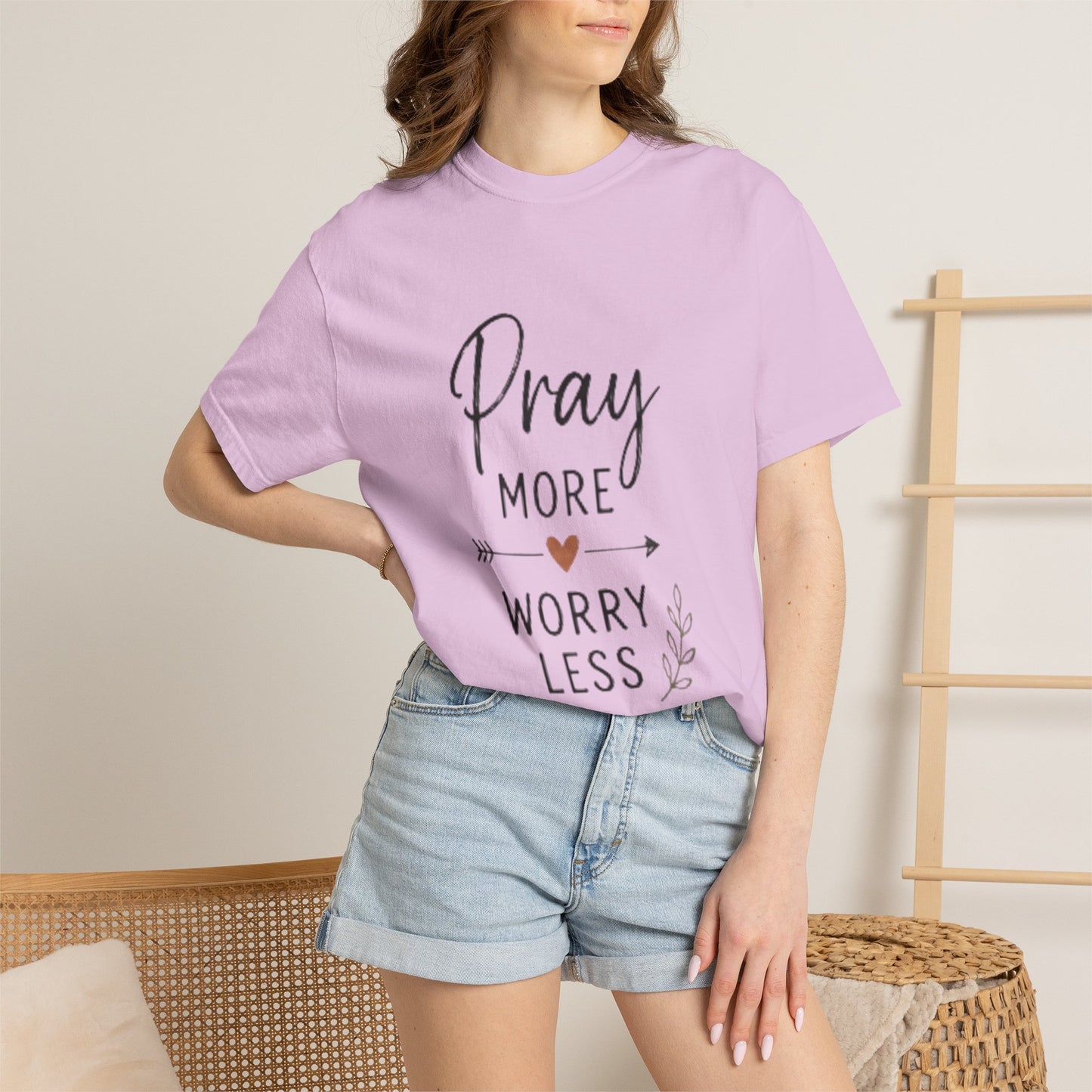 Pray More Worry Less T-Shirt — Inspirational Christian Faith Tee