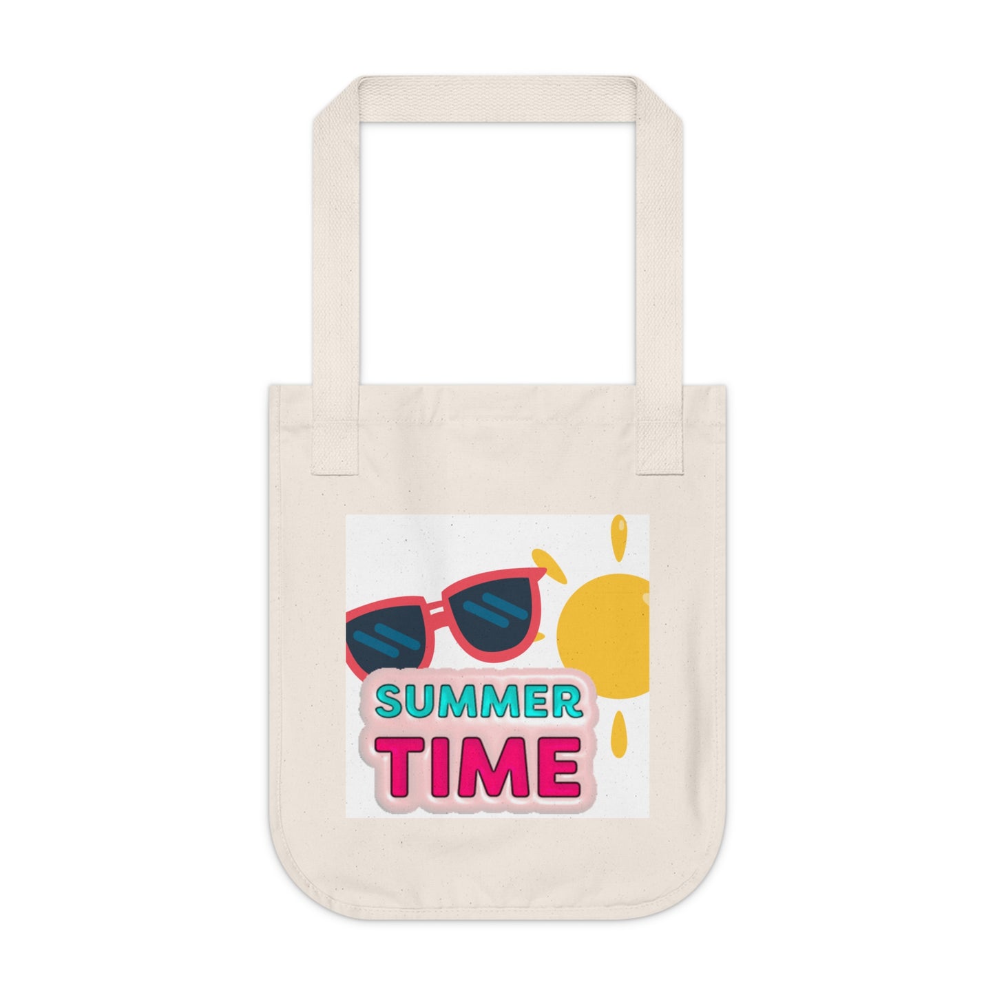 Sunny Canvas Tote Bag, Summer Time Beach Tote, Eco-Friendly Shoulder Bag, Fun