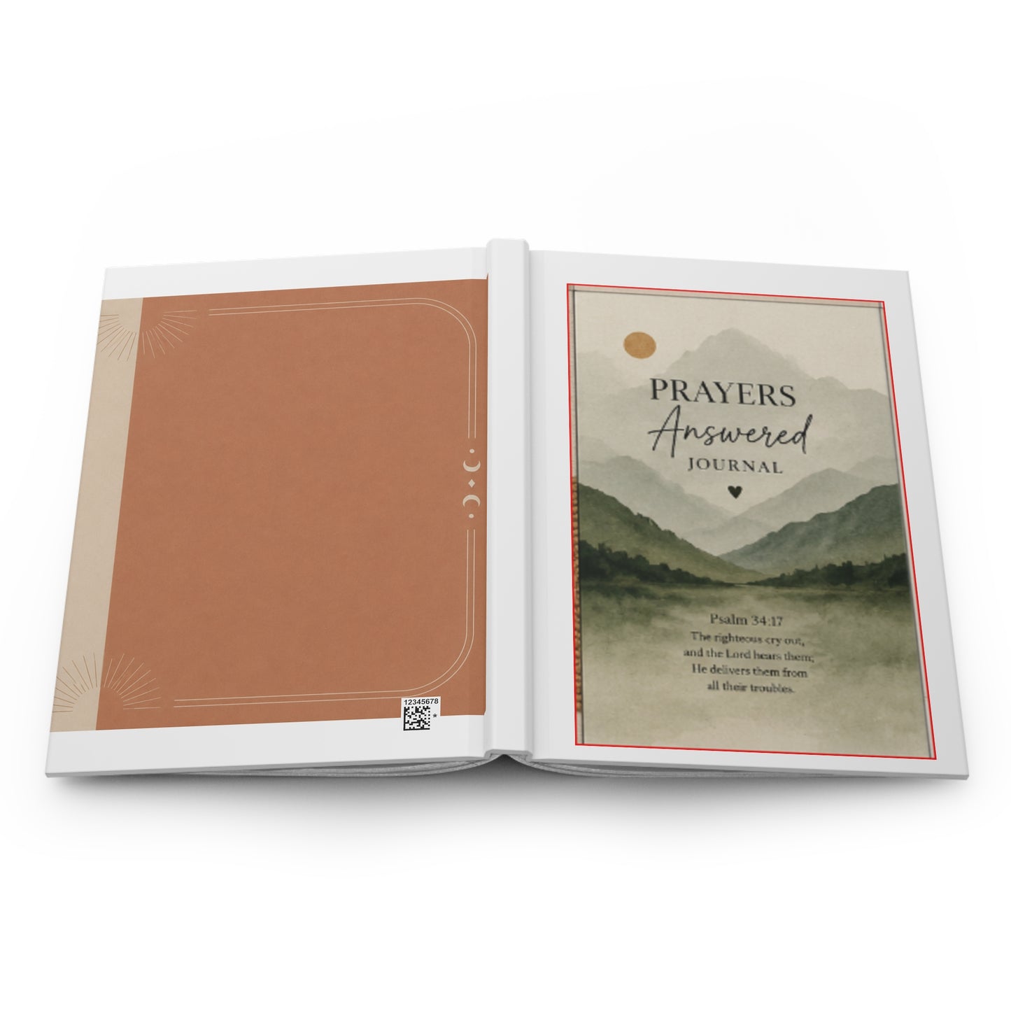 Prayers Answered Hardcover Journal — Christian Prayer & Gratitude Notebook (Psalm 34:17)