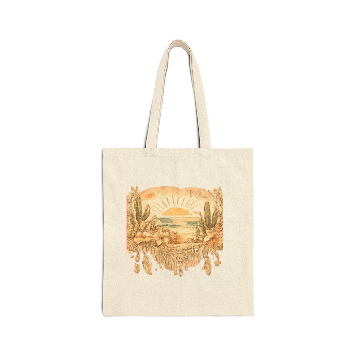 Canvas Tote Bag — Desert Sunset Cactus Artwork