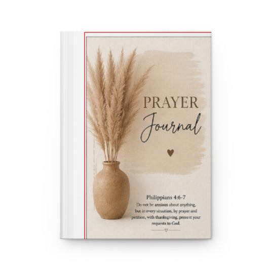 Prayer Journal Hardcover Journal | Neutral Boho Pampas Design