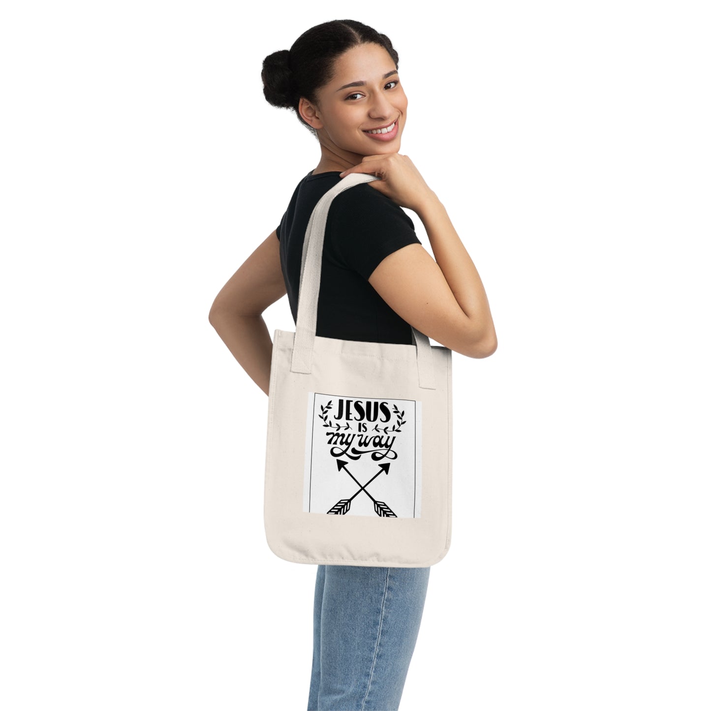 Faith Tote Bag, Jesus Is My Way, Christian Canvas Shopping Bag, Religious