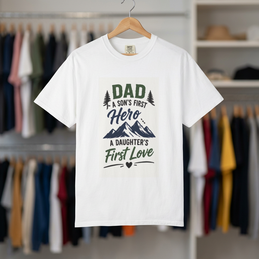 Dad T-Shirt "A Son's First Hero, A Daughter's First Love" – Father's Day Gift
