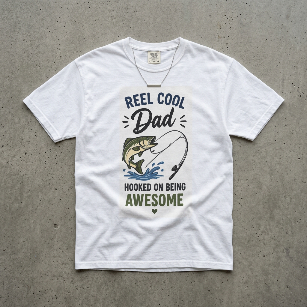 Fishing Dad T‑Shirt — “Reel Cool Dad: Hooked on Being Awesome” Father’s Day Tee