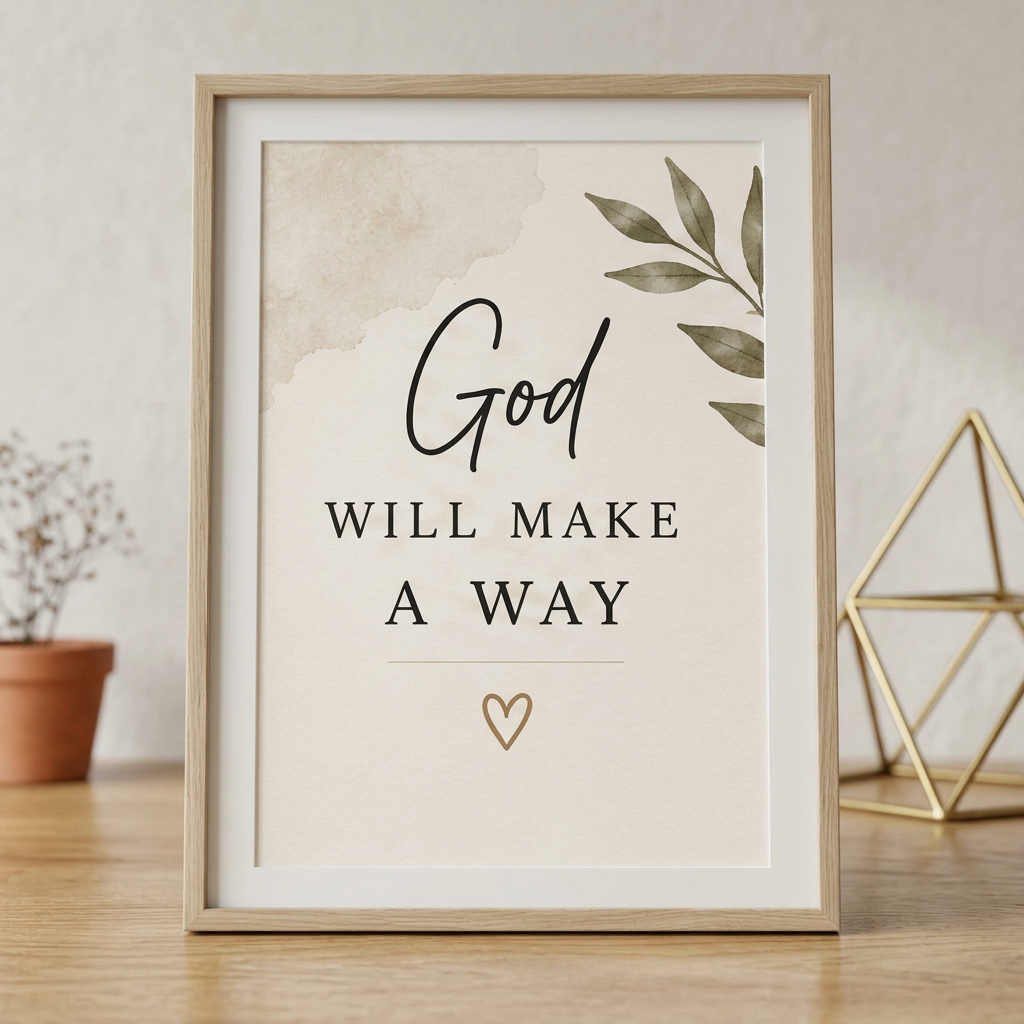 God Will Make a Way Wall Tapestry — Neutral Botanical Faith Wall Hanging
