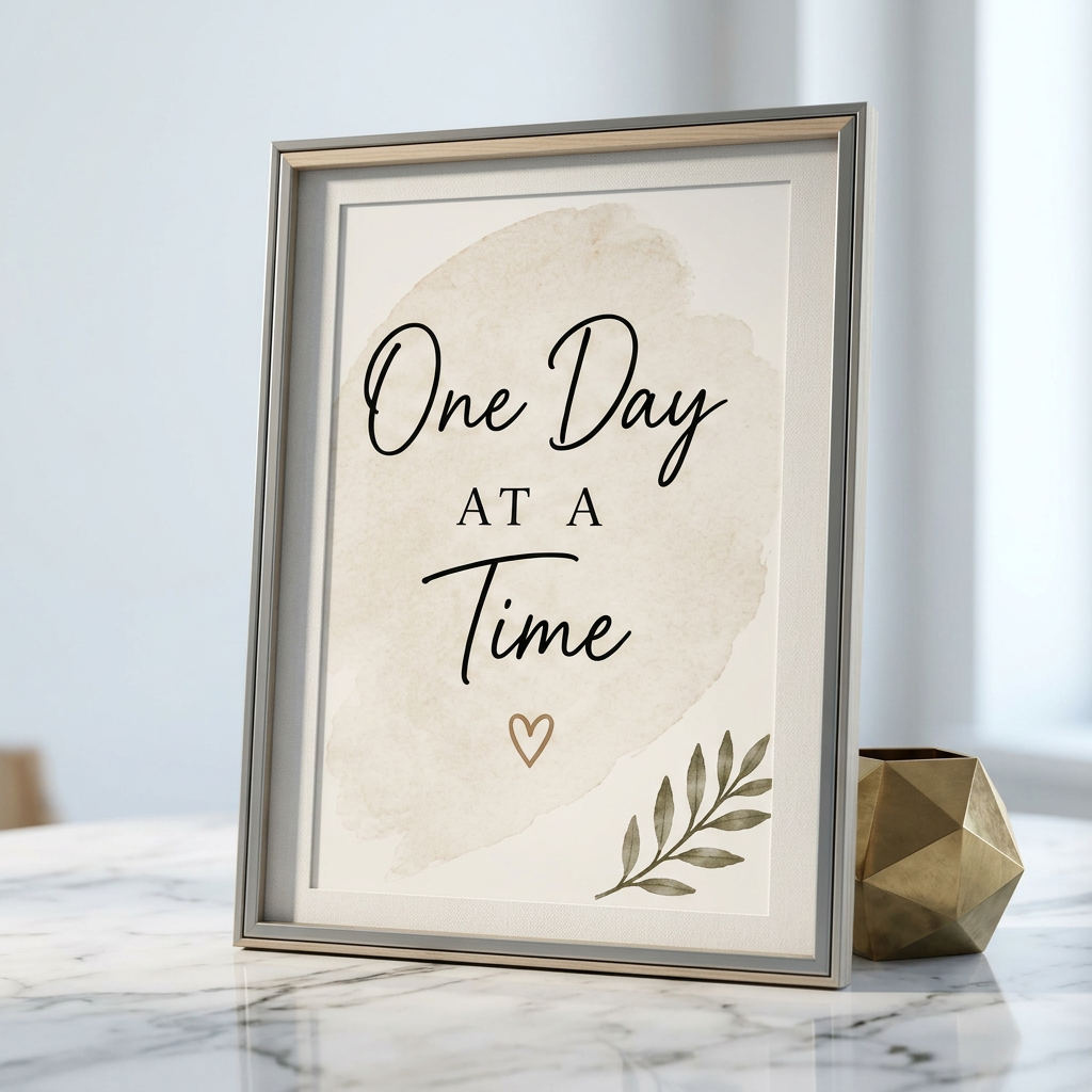 One Day At A Time Wall Tapestry — Neutral Boho Inspirational Home Decor