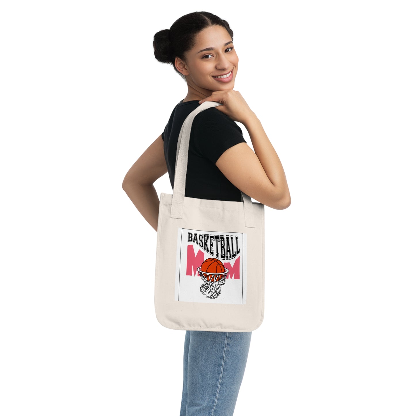 Basketball Mom Canvas Tote Bag - Reusable Eco-Friendly Shoulder Bag, Sports Mom