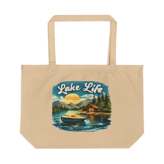 Lake Life Canvas Tote — Large Eco Beach & Cabin Tote Bag