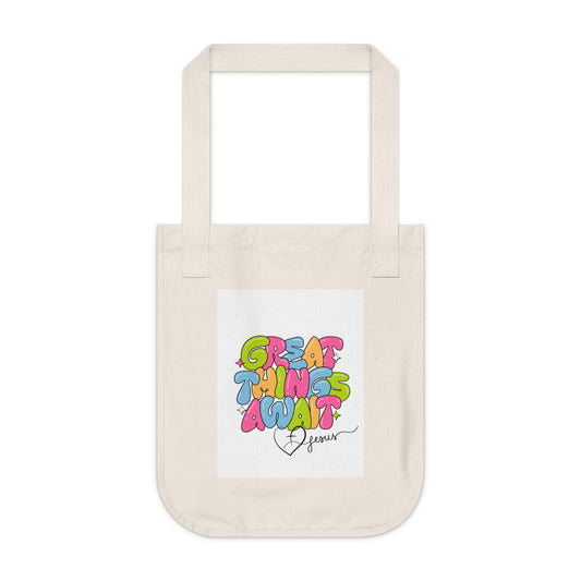 Organic Canvas Tote Bag - Great Things Await, Eco-Friendly Shopping, [...]