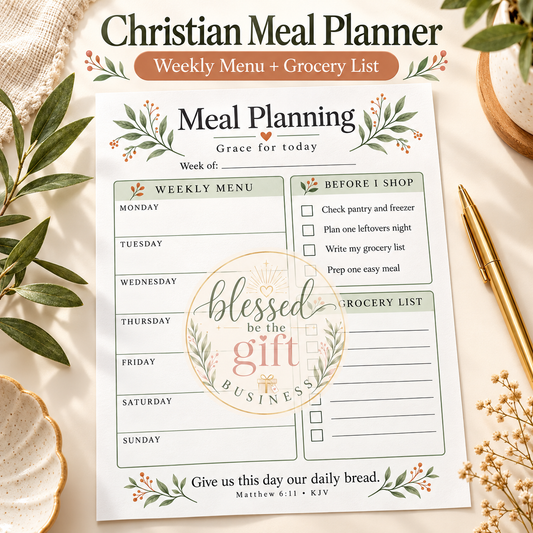 Christian Meal Planning Checklist Printable | Boho Weekly Menu & Grocery List
