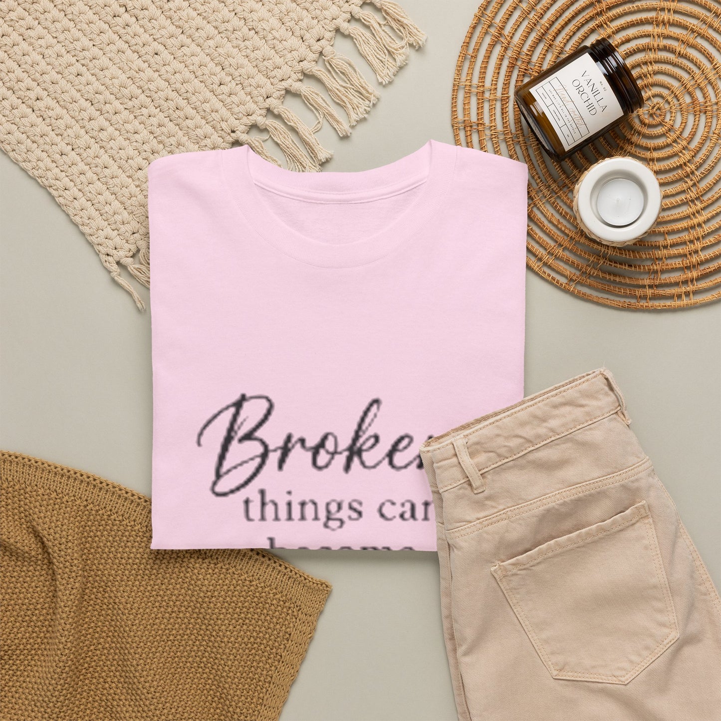 Inspirational Christian Tee — "Broken things can become beautiful in God's hands"