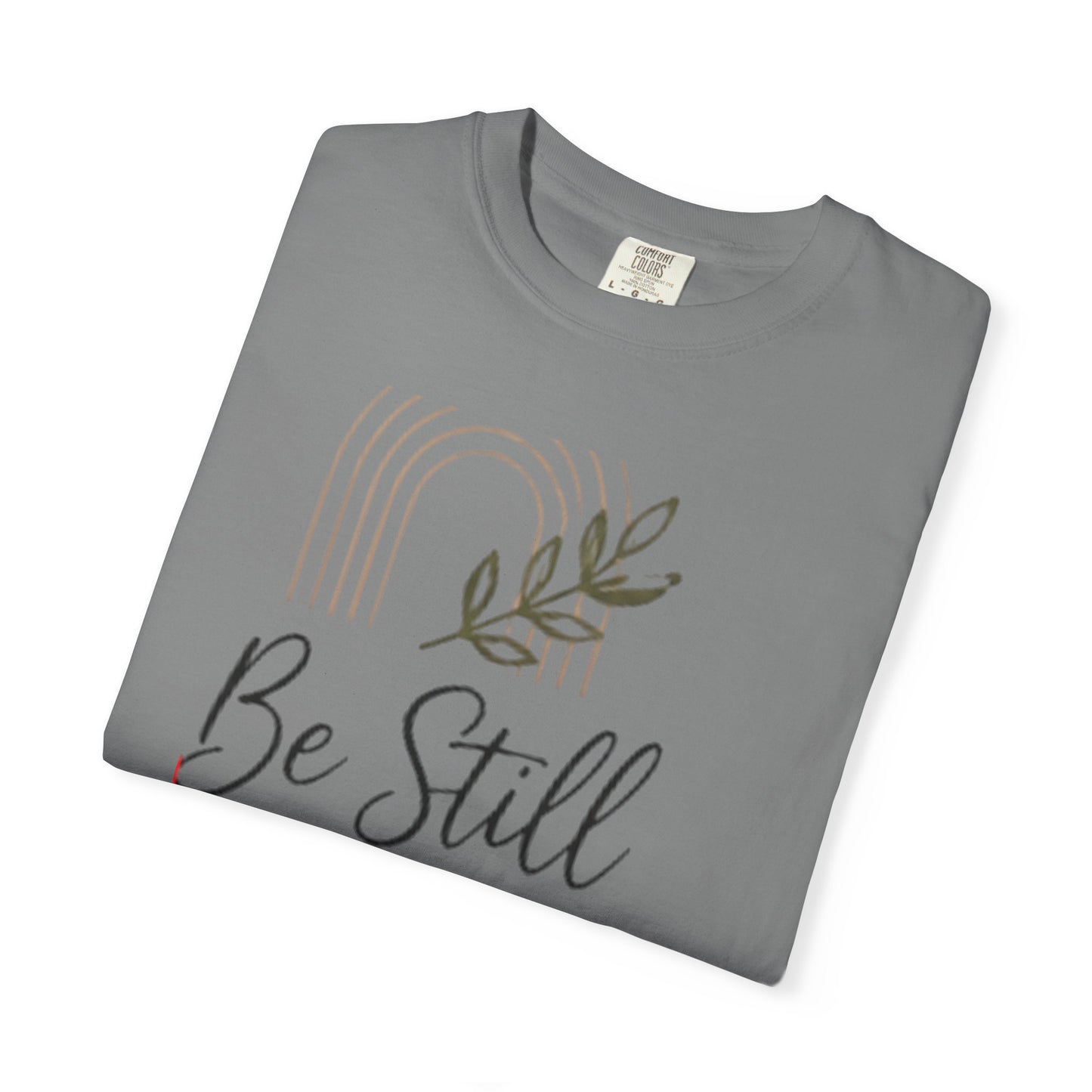 Be Still & Know T-Shirt | Minimal Script Leaf Heart