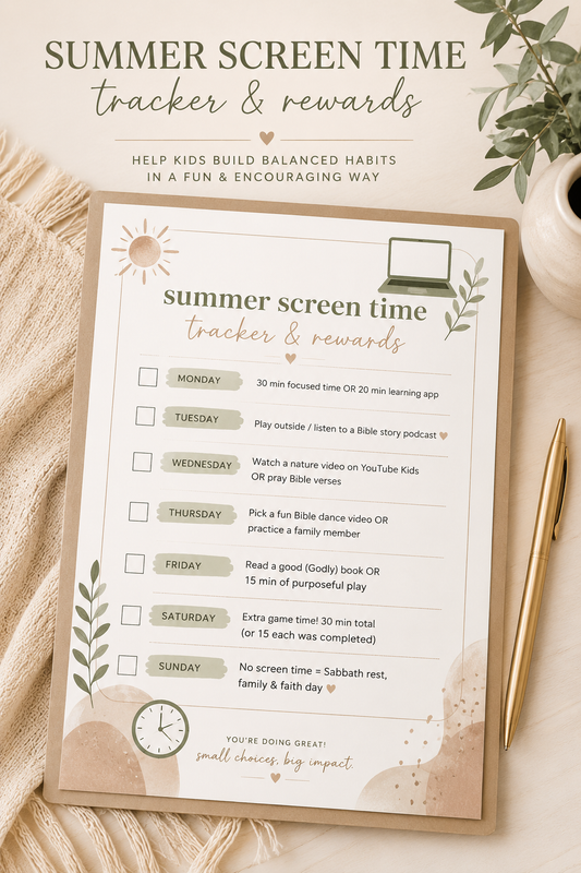 📱 Summer Screen Time Tracker: & Rewards Digital Download Checklist