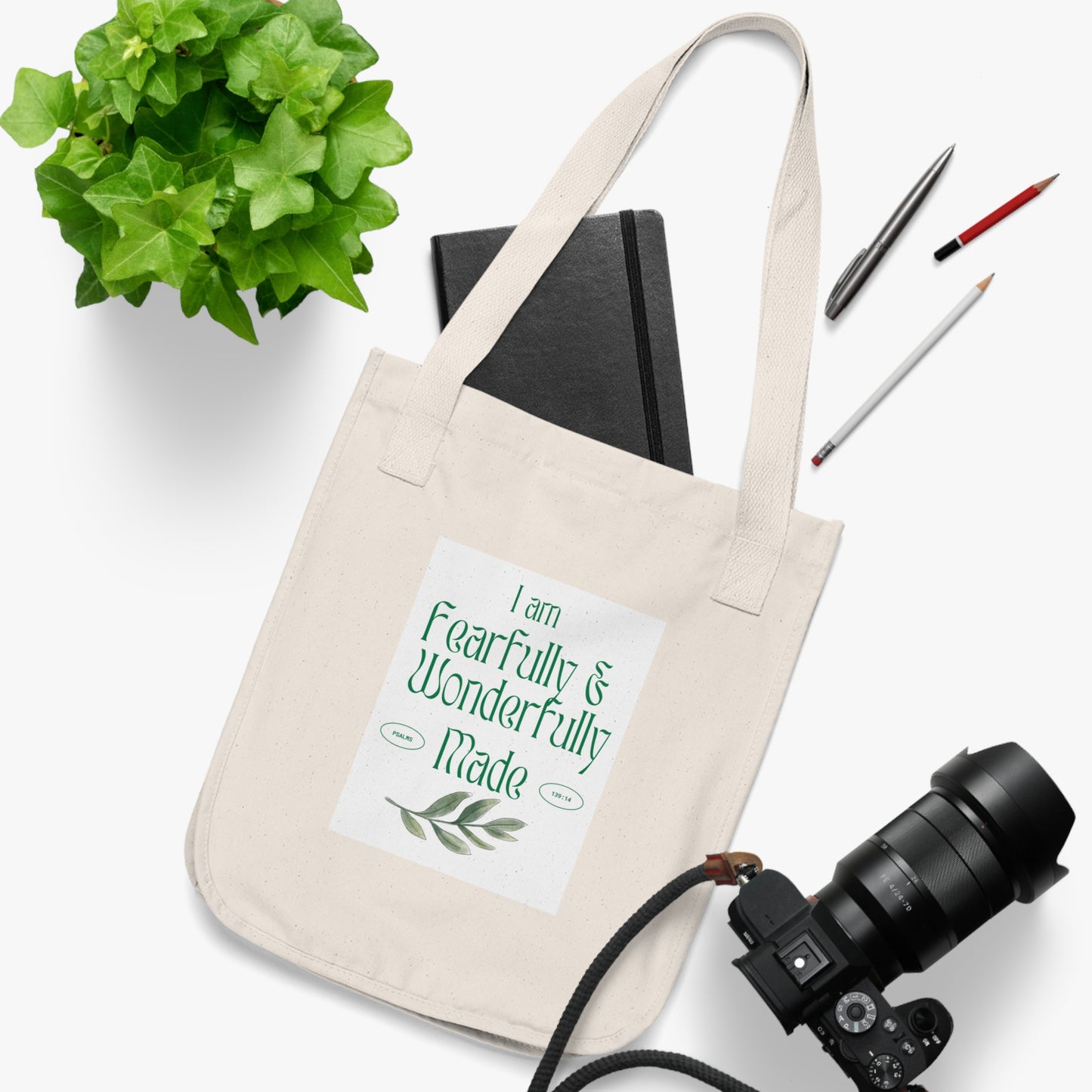 Organic Canvas Tote Bag - I am Fearfully & Wonderfully Made, Eco-Friendly [...]