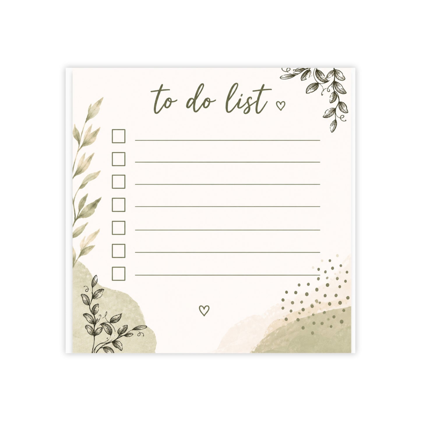 To Do List Post-it® Note Pad — Floral Green Checklist Sticky Notes