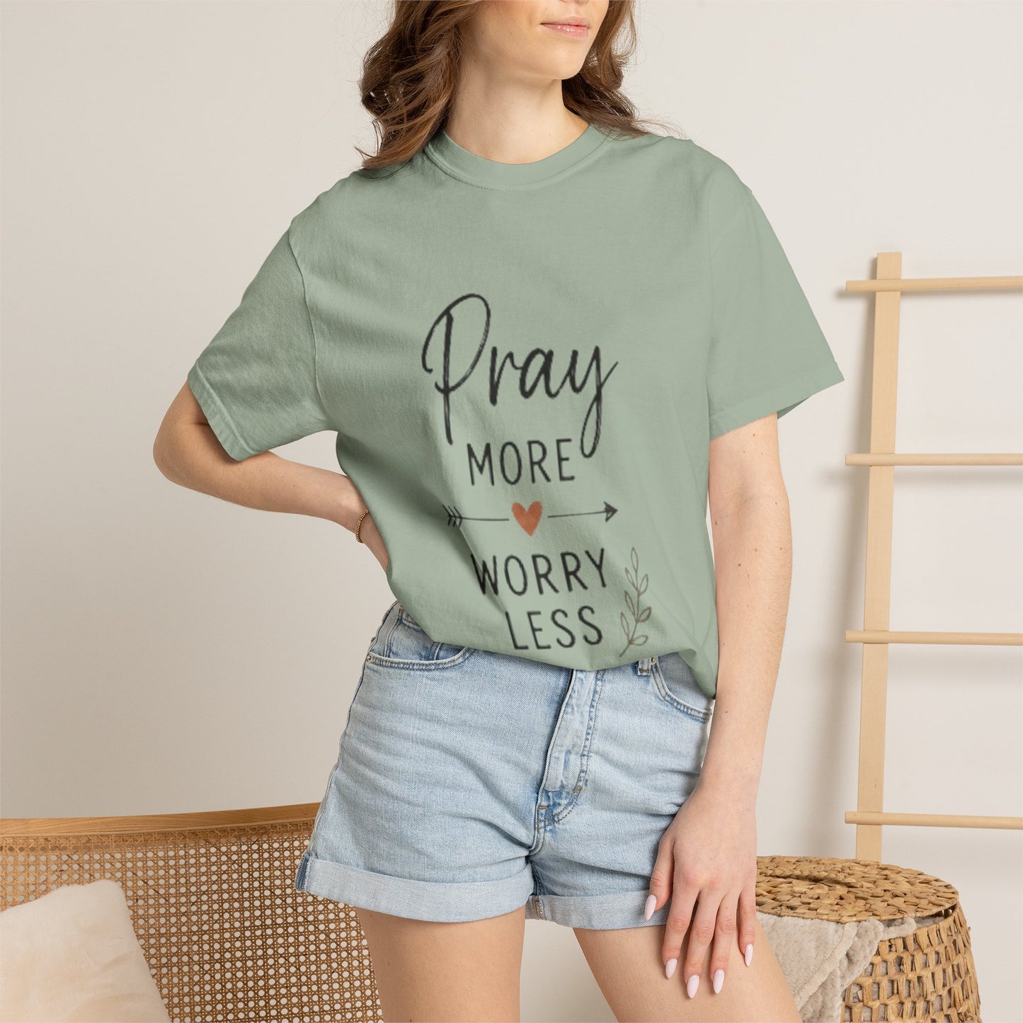 Pray More Worry Less T-Shirt — Inspirational Christian Faith Tee