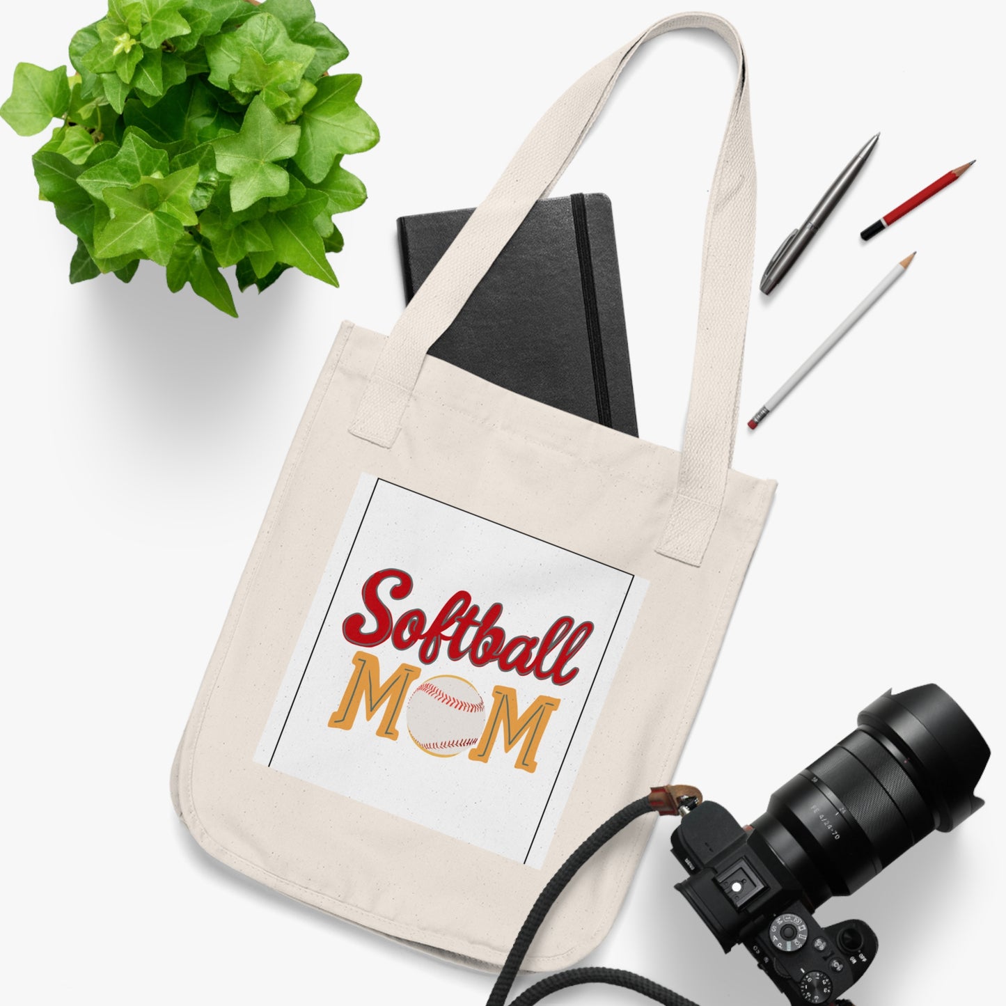 Softball Mom Canvas Tote Bag - Dugout Supporter Game Day Gear, Weekend