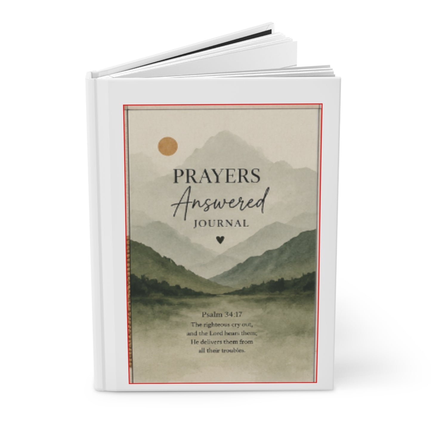 Prayers Answered Hardcover Journal — Christian Prayer & Gratitude Notebook (Psalm 34:17)