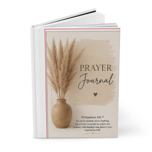 Prayer Journal Hardcover Journal | Neutral Boho Pampas Design