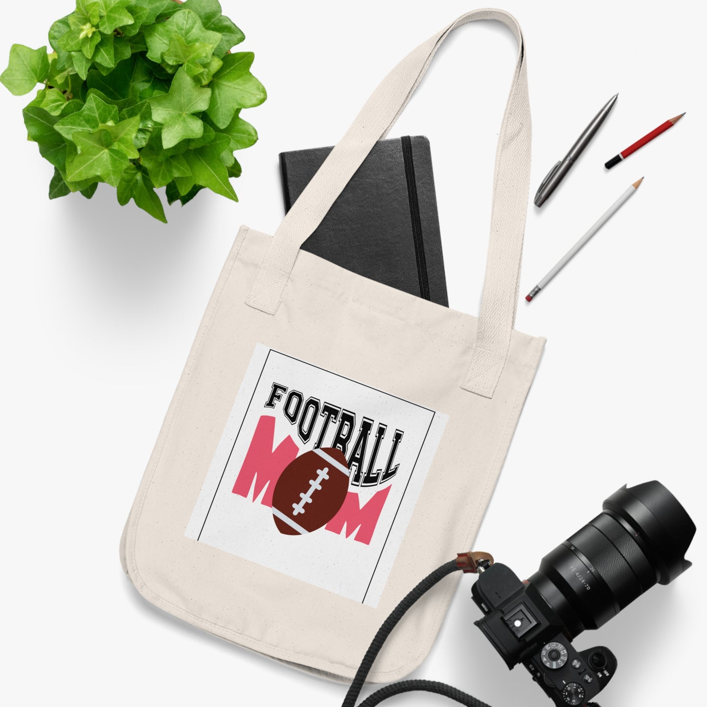Football Mom Canvas Tote Bag - Game Day Cheerleading, Snack Hauling,