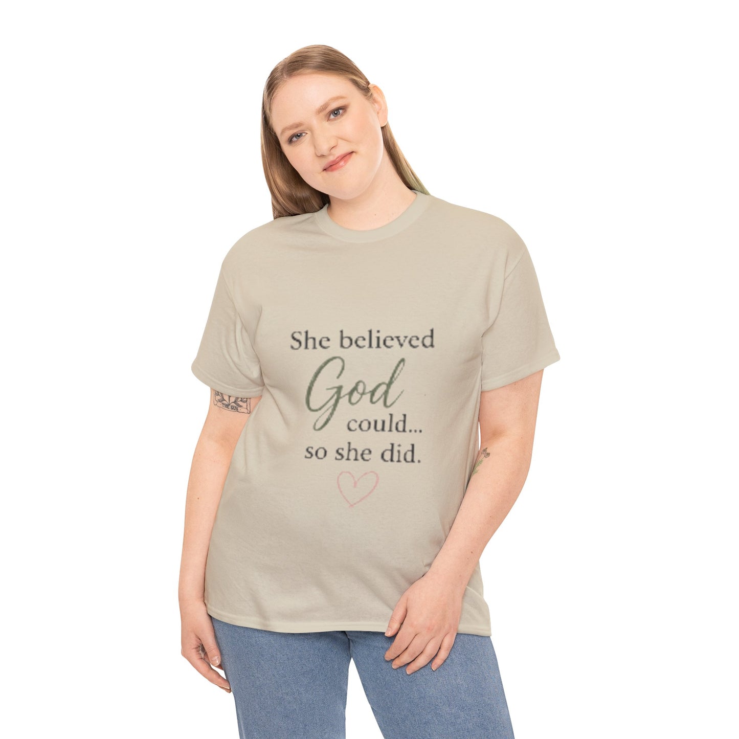 Faith-Inspired Tee — "She believed God could... so she did." Inspirational Christian T-Shirt