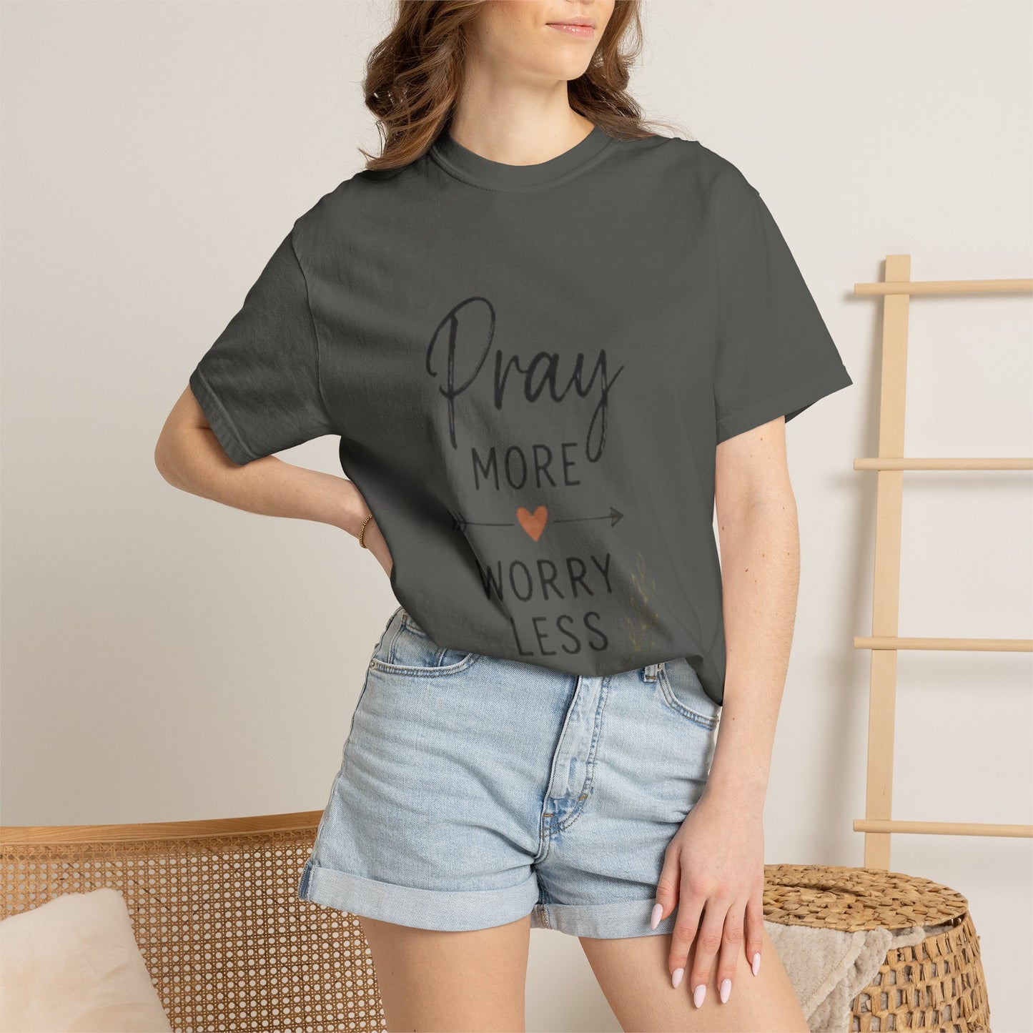 Pray More Worry Less T-Shirt — Inspirational Christian Faith Tee