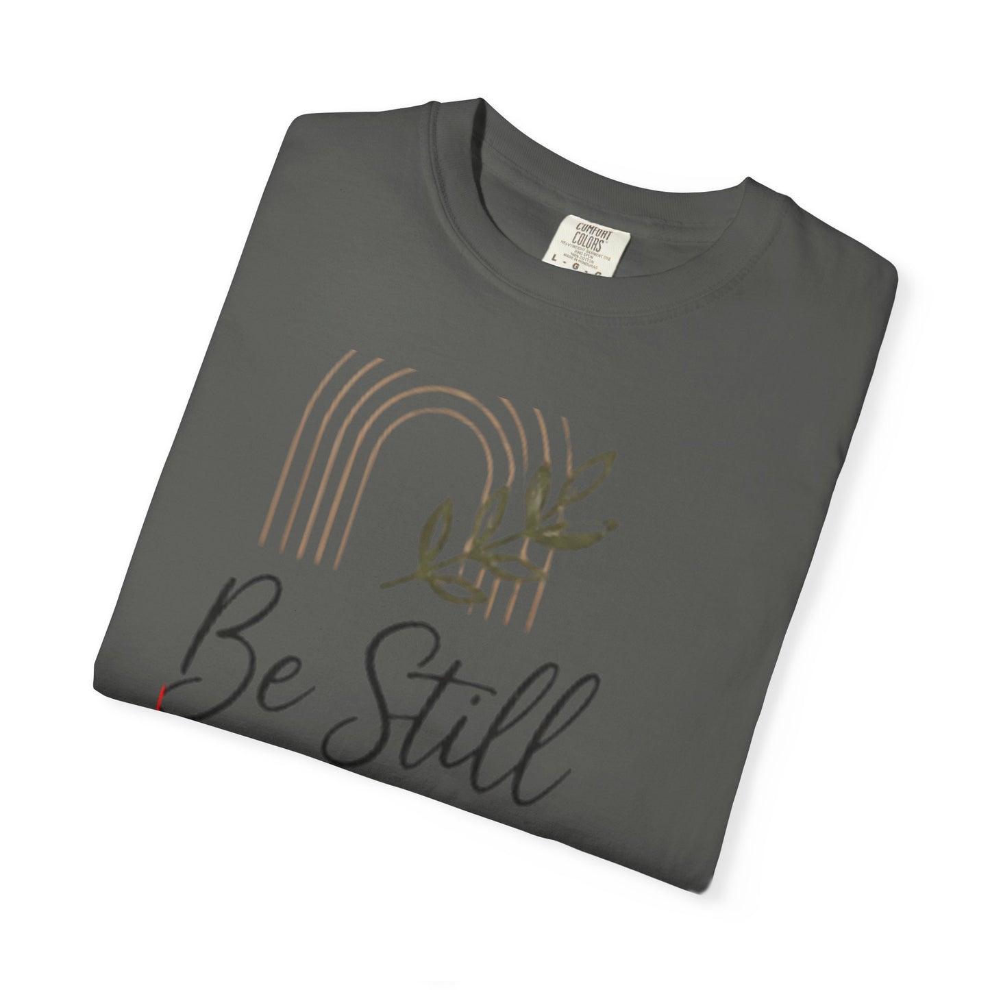 Be Still & Know T-Shirt | Minimal Script Leaf Heart