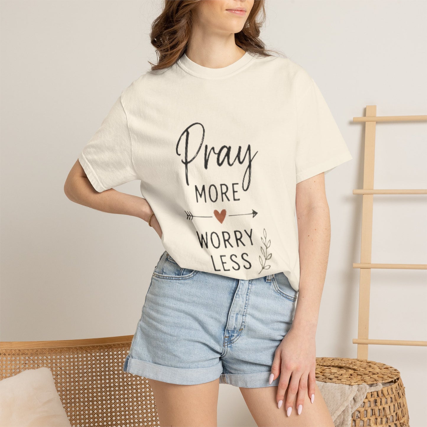 Pray More Worry Less T-Shirt — Inspirational Christian Faith Tee