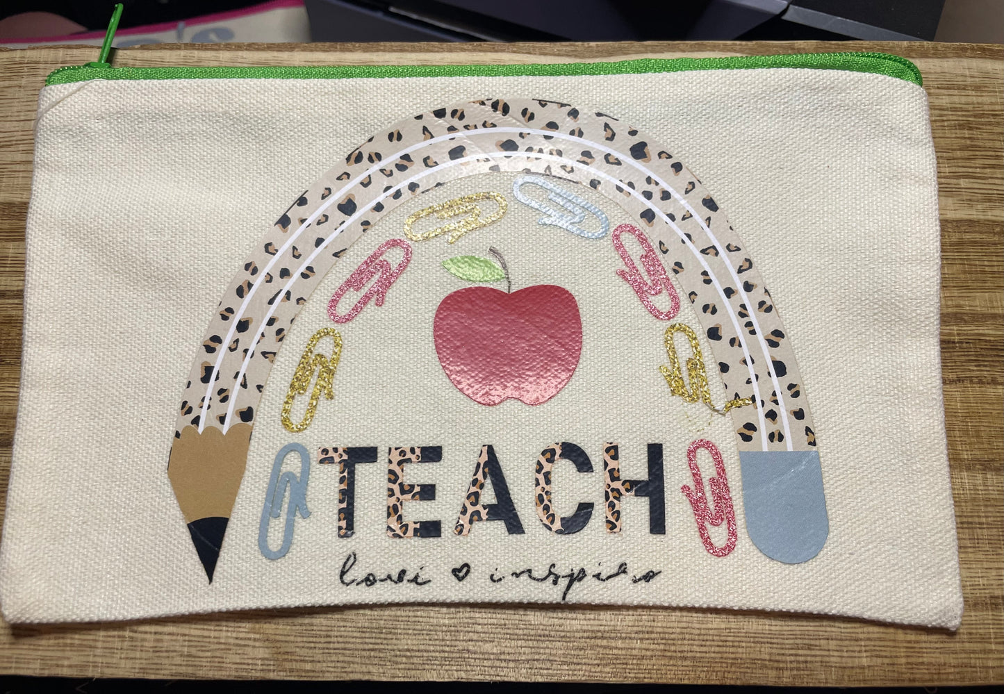 Teach Love and Inspire Canvas Pencil Gift Bag