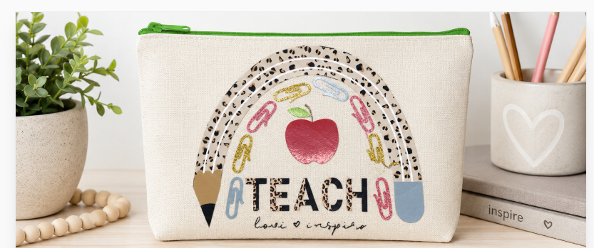 Teach Love and Inspire Canvas Pencil Gift Bag