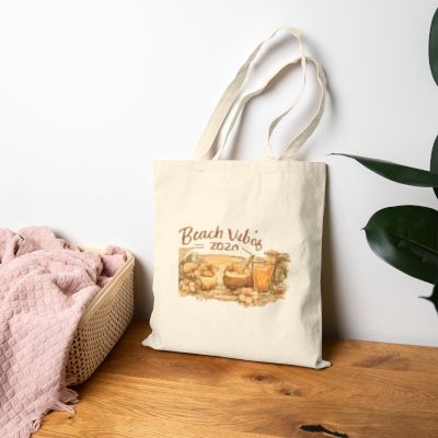 Beach Vibes 2020 Canvas Tote Bag — Retro Coastal Summer Beach Bag