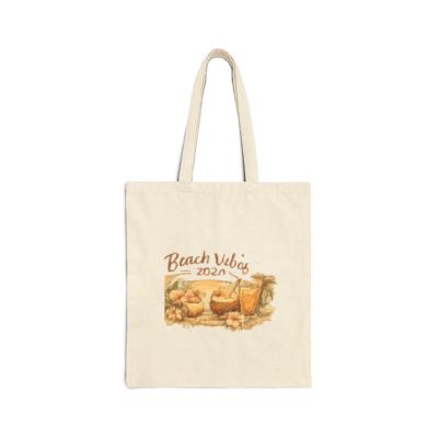 Beach Vibes 2020 Canvas Tote Bag — Retro Coastal Summer Beach Bag