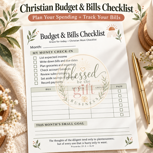 Christian Budget & Bills Checklist Printable | Monthly Money Organizer