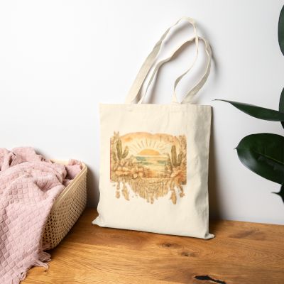 Canvas Tote Bag — Desert Sunset Cactus Artwork