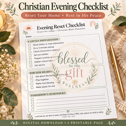 Christian Evening Reset Checklist Printable | Family Bedtime Routine