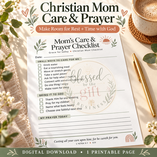 Christian Mom Self-Care & Prayer Checklist Printable | Daily Faith & Wellness